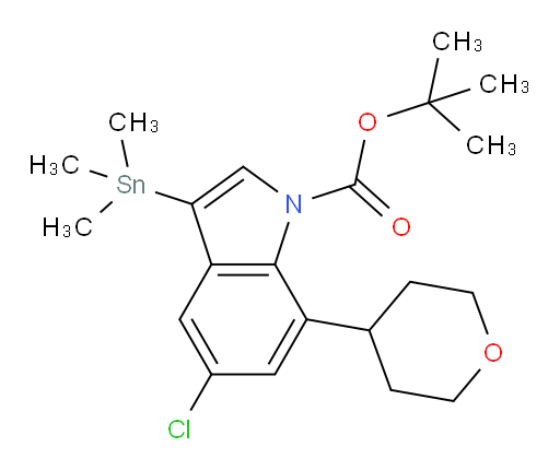 tert-butyl 5-chloro-7-(tetrahydro-2H-pyran-4-yl)-3-(trimethylstannyl)-1H-indole-1-carboxylate