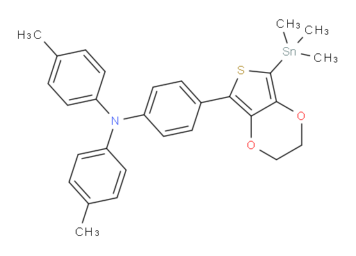 4-methyl-N-(p-tolyl)-N-(4-(7-(trimethylstannyl)-2,3-dihydrothieno[3,4-b][1,4]dioxin-5-yl)phenyl)aniline