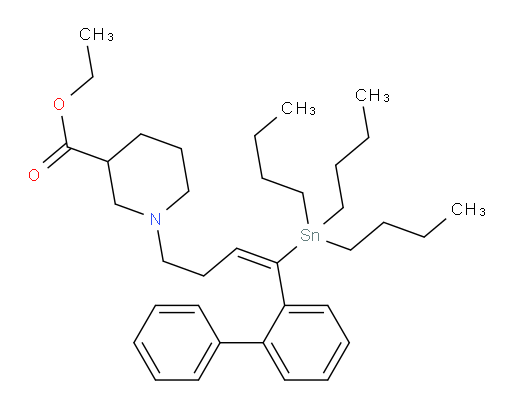 (E)-ethyl 1-(4-([1,1'-biphenyl]-2-yl)-4-(tributylstannyl)but-3-en-1-yl)piperidine-3-carboxylate
