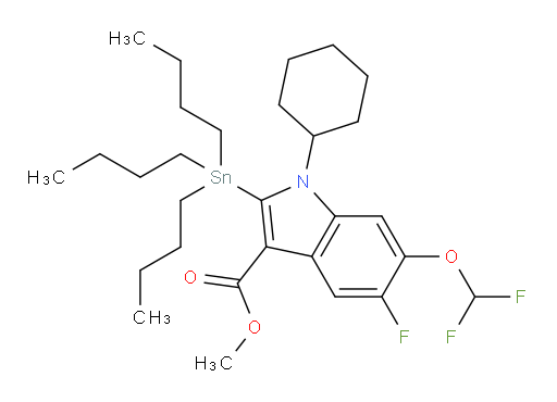 methyl 1-cyclohexyl-6-(difluoromethoxy)-5-fluoro-2-(tributylstannyl)-1H-indole-3-carboxylate