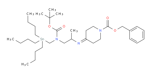 benzyl 4-((1-((tert-butoxycarbonyl)((tributylstannyl)methyl)amino)propan-2-yl)imino)piperidine-1-carboxylate