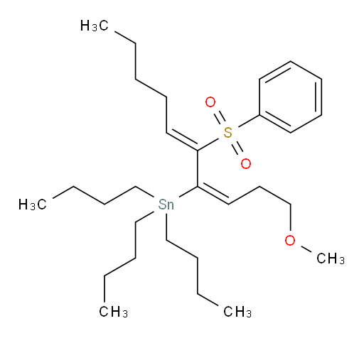tributyl((3E,5Z)-1-methoxy-5-(phenylsulfonyl)deca-3,5-dien-4-yl)stannane