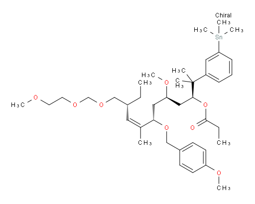 (3S,5R,7S,10R,Z)-5-methoxy-7-((4-methoxybenzyl)oxy)-10-(((2-methoxyethoxy)methoxy)methyl)-2,8-dimethyl-2-(3-(trimethylstannyl)phenyl)dodec-8-en-3-yl propionate