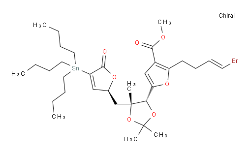 methyl 2-((E)-4-bromobut-3-en-1-yl)-5-((4R,5R)-2,2,5-trimethyl-5-(((S)-5-oxo-4-(tributylstannyl)-2,5-dihydrofuran-2-yl)methyl)-1,3-dioxolan-4-yl)furan-3-carboxylate