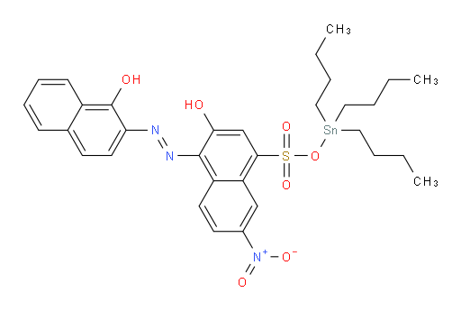 (E)-tributylstannyl 3-hydroxy-4-((1-hydroxynaphthalen-2-yl)diazenyl)-7-nitronaphthalene-1-sulfonate
