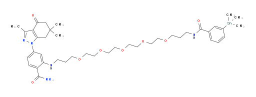 N-(19-((2-carbamoyl-5-(3,6,6-trimethyl-4-oxo-4,5,6,7-tetrahydro-1H-indazol-1-yl)phenyl)amino)-4,7,10,13,16-pentaoxanonadecyl)-3-(trimethylstannyl)benzamide