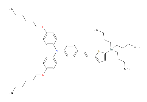 (E)-4-(hexyloxy)-N-(4-(hexyloxy)phenyl)-N-(4-(2-(5-(tributylstannyl)thiophen-2-yl)vinyl)phenyl)aniline