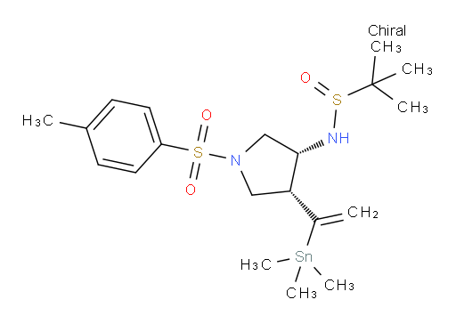 (S)-2-methyl-N-((3R,4R)-1-tosyl-4-(1-(trimethylstannyl)vinyl)pyrrolidin-3-yl)propane-2-sulfinamide