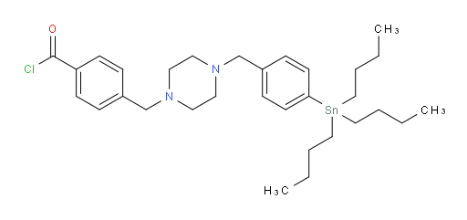 4-((4-(4-(tributylstannyl)benzyl)piperazin-1-yl)methyl)benzoyl chloride