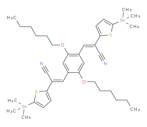 (2E,2'E)-3,3'-(2,5-bis(hexyloxy)-1,4-phenylene)bis(2-(5-(trimethylstannyl)thiophen-2-yl)acrylonitrile)