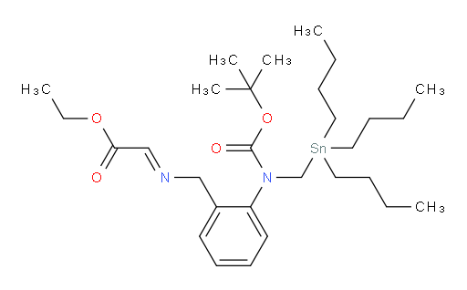 (E)-ethyl 2-((2-((tert-butoxycarbonyl)((tributylstannyl)methyl)amino)benzyl)imino)acetate