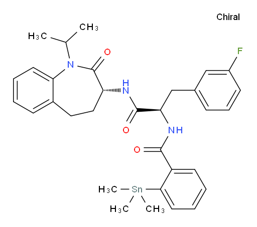N-((R)-3-(3-fluorophenyl)-1-(((R)-1-isopropyl-2-oxo-2,3,4,5-tetrahydro-1H-benzo[b]azepin-3-yl)amino)-1-oxopropan-2-yl)-2-(trimethylstannyl)benzamide