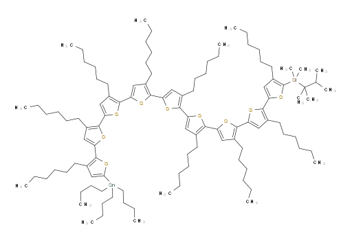 (2,3-dimethylbutan-2-yl)dimethyl(3',3'',3''',3'''',3''''',3'''''',3''''''',3'''''''',4-nonahexyl-5''''''''-(tributylstannyl)-[2,2':5',2'':5'',2''':5''',2'''':5'''',2''''':5''''',2'''''':5'''''',2''''''':5''''''',2''''''''-novithiophen]-5-yl)silane