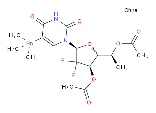 (S)-1-((2R,3R,5S)-3-acetoxy-5-(2,4-dioxo-5-(trimethylstannyl)-3,4-dihydropyrimidin-1(2H)-yl)-4,4-difluorotetrahydrofuran-2-yl)ethyl acetate