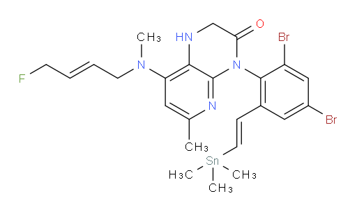 4-(2,4-dibromo-6-((E)-2-(trimethylstannyl)vinyl)phenyl)-8-(((E)-4-fluorobut-2-en-1-yl)(methyl)amino)-6-methyl-1,2-dihydropyrido[2,3-b]pyrazin-3(4H)-one