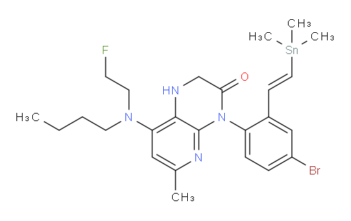 (E)-4-(4-bromo-2-(2-(trimethylstannyl)vinyl)phenyl)-8-(butyl(2-fluoroethyl)amino)-6-methyl-1,2-dihydropyrido[2,3-b]pyrazin-3(4H)-one