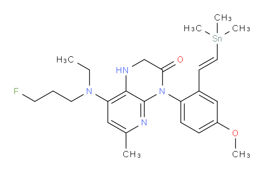 (E)-8-(ethyl(3-fluoropropyl)amino)-4-(4-methoxy-2-(2-(trimethylstannyl)vinyl)phenyl)-6-methyl-1,2-dihydropyrido[2,3-b]pyrazin-3(4H)-one