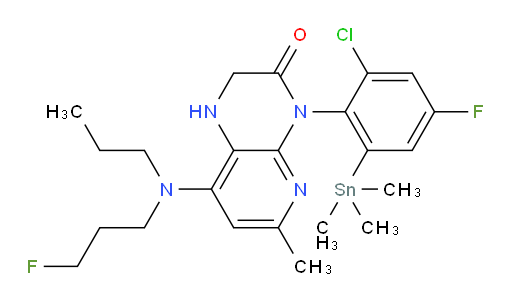 4-(2-chloro-4-fluoro-6-(trimethylstannyl)phenyl)-8-((3-fluoropropyl)(propyl)amino)-6-methyl-1,2-dihydropyrido[2,3-b]pyrazin-3(4H)-one