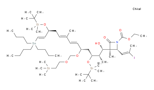 (2R,3S)-ethyl 3-((1S,2S,3R,5S,6E,8E,11S,12E)-3,11-bis((tert-butyldimethylsilyl)oxy)-1-hydroxy-2,8-dimethyl-13-(tributylstannyl)-5-((2-(trimethylsilyl)ethoxy)methoxy)trideca-6,8,12-trien-1-yl)-2-((E)-2-iodoprop-1-en-1-yl)-3-methyl-4-oxoazetidine-1-carboxylate