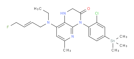(E)-4-(2-chloro-4-(trimethylstannyl)phenyl)-8-(ethyl(4-fluorobut-2-en-1-yl)amino)-6-methyl-1,2-dihydropyrido[2,3-b]pyrazin-3(4H)-one