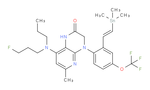 (E)-8-((3-fluoropropyl)(propyl)amino)-6-methyl-4-(4-(trifluoromethoxy)-2-(2-(trimethylstannyl)vinyl)phenyl)-3,4-dihydropyrido[2,3-b]pyrazin-2(1H)-one
