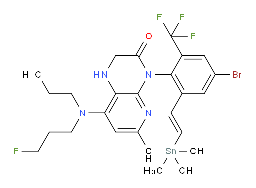 (E)-4-(4-bromo-2-(trifluoromethyl)-6-(2-(trimethylstannyl)vinyl)phenyl)-8-((3-fluoropropyl)(propyl)amino)-6-methyl-1,2-dihydropyrido[2,3-b]pyrazin-3(4H)-one