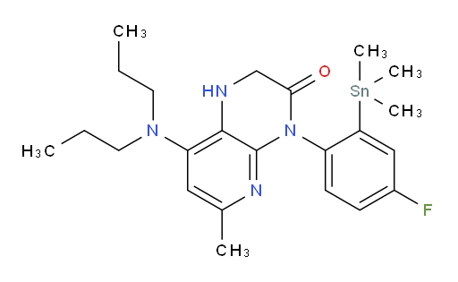 8-(dipropylamino)-4-(4-fluoro-2-(trimethylstannyl)phenyl)-6-methyl-1,2-dihydropyrido[2,3-b]pyrazin-3(4H)-one