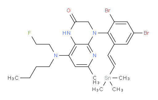 (E)-8-(butyl(2-fluoroethyl)amino)-4-(2,4-dibromo-6-(2-(trimethylstannyl)vinyl)phenyl)-6-methyl-3,4-dihydropyrido[2,3-b]pyrazin-2(1H)-one