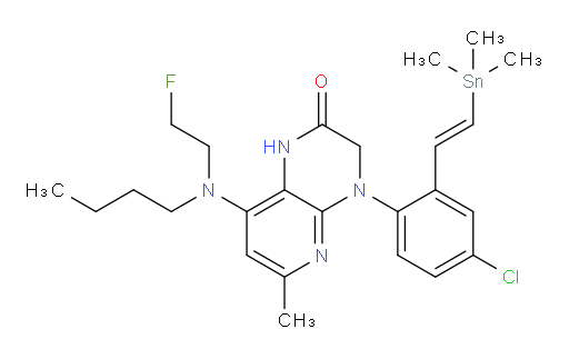 (E)-8-(butyl(2-fluoroethyl)amino)-4-(4-chloro-2-(2-(trimethylstannyl)vinyl)phenyl)-6-methyl-3,4-dihydropyrido[2,3-b]pyrazin-2(1H)-one