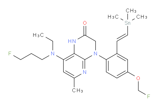 (E)-8-(ethyl(3-fluoropropyl)amino)-4-(4-(fluoromethoxy)-2-(2-(trimethylstannyl)vinyl)phenyl)-6-methyl-3,4-dihydropyrido[2,3-b]pyrazin-2(1H)-one