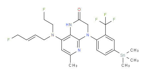 (E)-8-((4-fluorobut-2-en-1-yl)(2-fluoroethyl)amino)-6-methyl-4-(2-(trifluoromethyl)-4-(trimethylstannyl)phenyl)-3,4-dihydropyrido[2,3-b]pyrazin-2(1H)-one