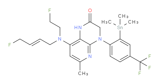 (E)-8-((4-fluorobut-2-en-1-yl)(2-fluoroethyl)amino)-6-methyl-4-(4-(trifluoromethyl)-2-(trimethylstannyl)phenyl)-3,4-dihydropyrido[2,3-b]pyrazin-2(1H)-one