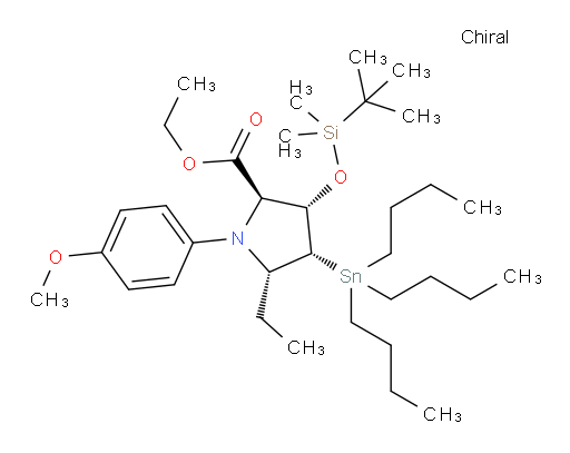 (2R,3S,4R,5S)-ethyl 3-((tert-butyldimethylsilyl)oxy)-5-ethyl-1-(4-methoxyphenyl)-4-(tributylstannyl)pyrrolidine-2-carboxylate