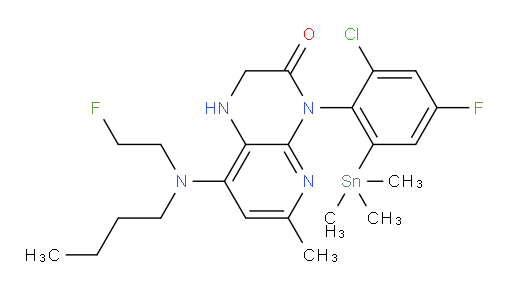 8-(butyl(2-fluoroethyl)amino)-4-(2-chloro-4-fluoro-6-(trimethylstannyl)phenyl)-6-methyl-1,2-dihydropyrido[2,3-b]pyrazin-3(4H)-one