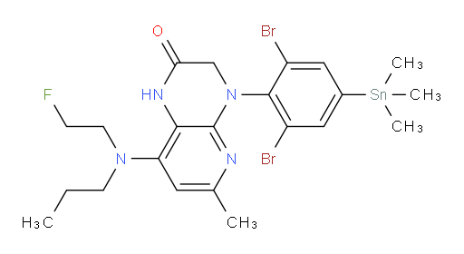 4-(2,6-dibromo-4-(trimethylstannyl)phenyl)-8-((2-fluoroethyl)(propyl)amino)-6-methyl-3,4-dihydropyrido[2,3-b]pyrazin-2(1H)-one