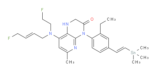 4-(2-ethyl-4-((E)-2-(trimethylstannyl)vinyl)phenyl)-8-(((E)-4-fluorobut-2-en-1-yl)(2-fluoroethyl)amino)-6-methyl-1,2-dihydropyrido[2,3-b]pyrazin-3(4H)-one