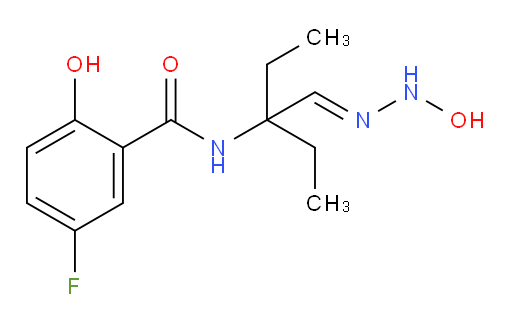 (E)-5-fluoro-2-hydroxy-N-(3-((2-hydroxyhydrazono)methyl)pentan-3-yl)benzamide