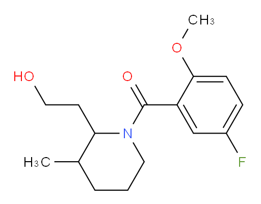(5-fluoro-2-methoxyphenyl)(2-(2-hydroxyethyl)-3-methylpiperidin-1-yl)methanone