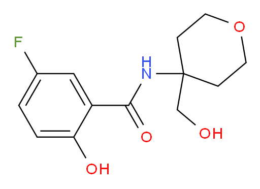 5-fluoro-2-hydroxy-N-(4-(hydroxymethyl)tetrahydro-2H-pyran-4-yl)benzamide