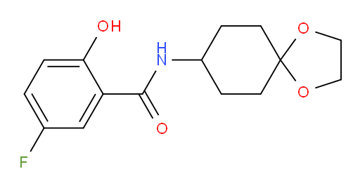5-fluoro-2-hydroxy-N-(1,4-dioxaspiro[4.5]decan-8-yl)benzamide