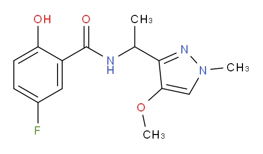 5-fluoro-2-hydroxy-N-(1-(4-methoxy-1-methyl-1H-pyrazol-3-yl)ethyl)benzamide