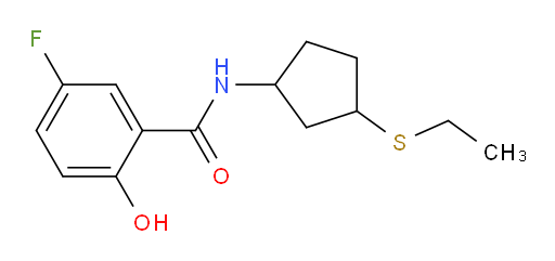 N-(3-(ethylthio)cyclopentyl)-5-fluoro-2-hydroxybenzamide