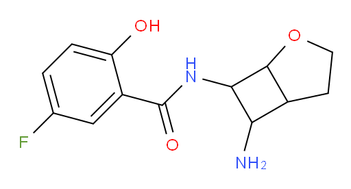 N-(6-amino-2-oxabicyclo[3.2.0]heptan-7-yl)-5-fluoro-2-hydroxybenzamide
