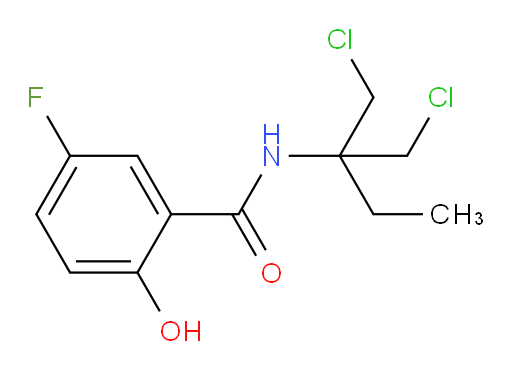 N-(1-chloro-2-(chloromethyl)butan-2-yl)-5-fluoro-2-hydroxybenzamide