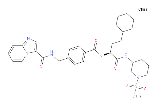 N-(4-(((2S)-4-cyclohexyl-1-((1-(methylsulfonyl)piperidin-3-yl)amino)-1-oxobutan-2-yl)carbamoyl)benzyl)imidazo[1,2-a]pyridine-3-carboxamide