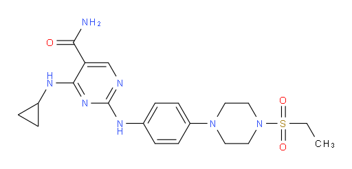 4-(cyclopropylamino)-2-((4-(4-(ethylsulfonyl)piperazin-1-yl)phenyl)amino)pyrimidine-5-carboxamide