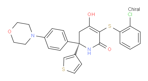 (6R)-3-[(2-Chlorophenyl)thio]-5,6-dihydro-4-hydroxy-6-[4-(4-morpholinyl)phenyl]-6-(3-thienyl)-2(1H)-pyridinone