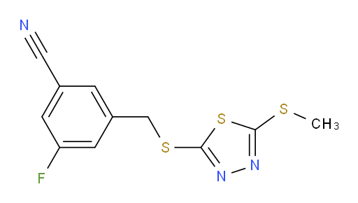 3-fluoro-5-(((5-(methylthio)-1,3,4-thiadiazol-2-yl)thio)methyl)benzonitrile