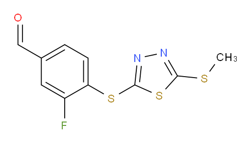 3-fluoro-4-((5-(methylthio)-1,3,4-thiadiazol-2-yl)thio)benzaldehyde