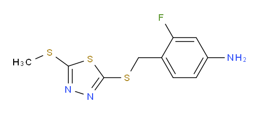 3-fluoro-4-(((5-(methylthio)-1,3,4-thiadiazol-2-yl)thio)methyl)aniline